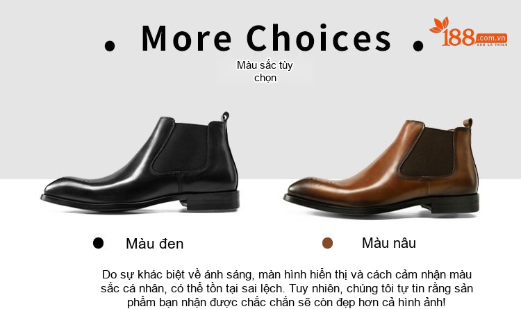 Giày Chelsea Boot Nam Da Bóng Cổ Cao Họa Tiết Chiều Cao Đế Khoảng 3cm Màu Đen, Nâu chi tiết 6