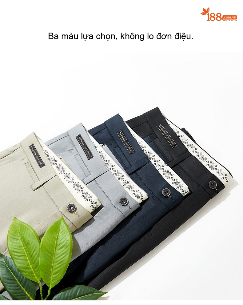 Quần Tây Nam Lụa Tencel Mỏng Chống Nhăn Co Giãn Dáng Ôm Màu Đen chi tiết 9