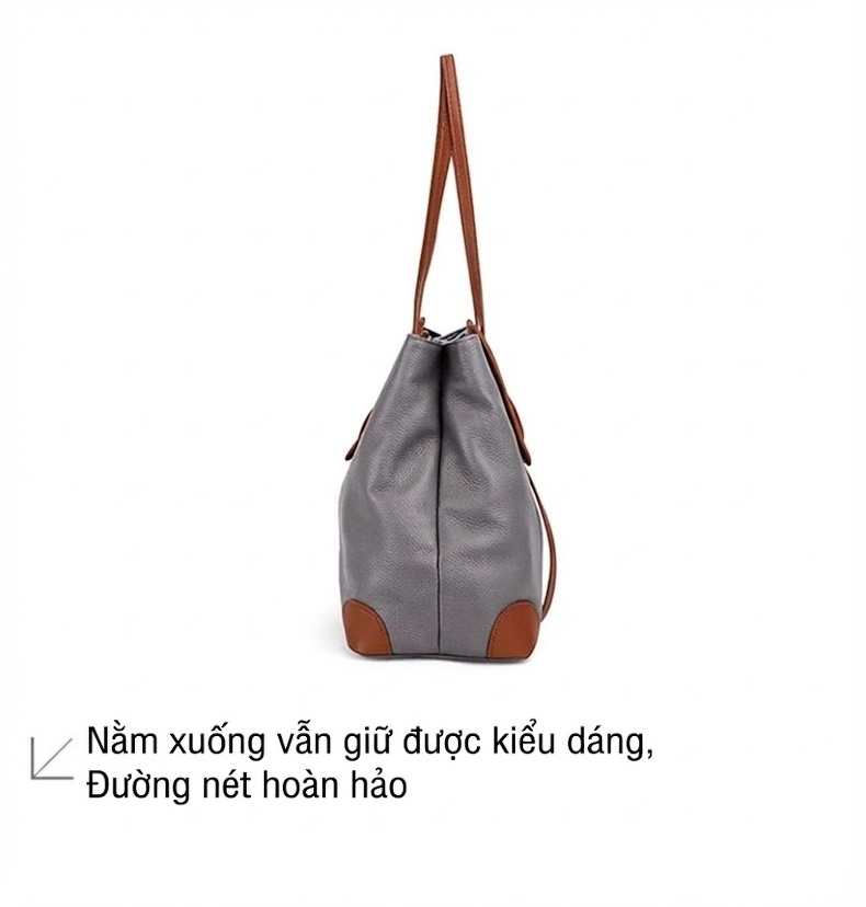 Túi Tote Nữ Da Thật Đựng Đồ Dung Lượng Lớn Phong Cách Cao Cấp Màu Đen chi tiết 21