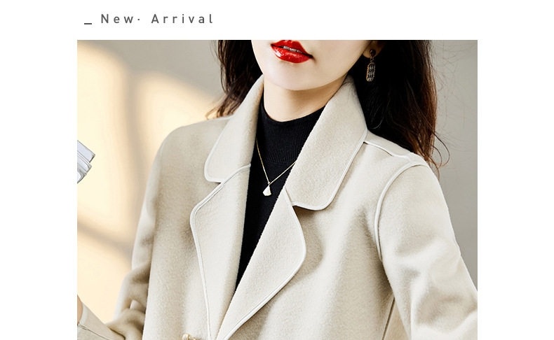 Áo Khoác Dạ Nữ Ngắn Hai Mặt Dáng Blazer Thanh Lịch Màu Be, Nâu chi tiết 6