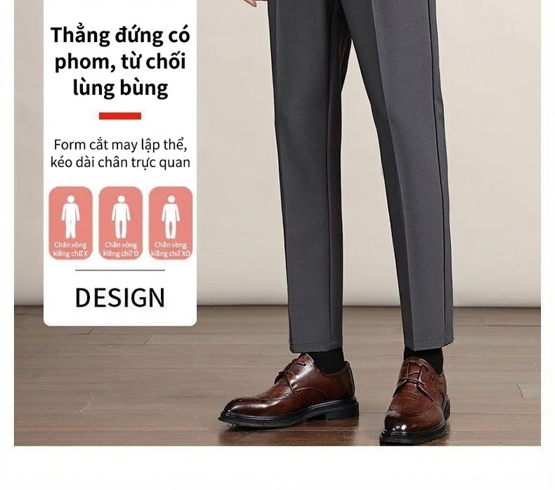 Quần Tây Nam Ống Đứng Co Giãn Phong Cách Hàn Quốc Màu Đen, Be, Xám chi tiết 2