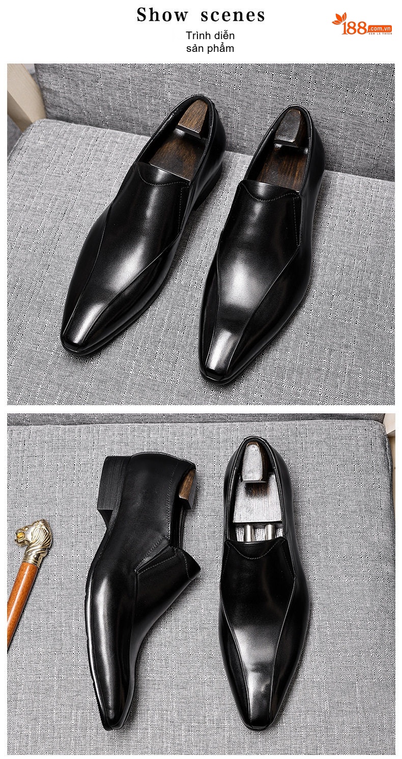 Giày Lười Nam Da Bóng Thoáng Khí Chiều Cao Đế Khoảng 3cm Màu Đen, Nâu, Xanh Navy, Vàng chi tiết 5