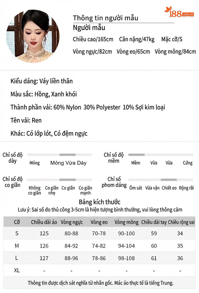 Váy Lưới Ren Cổ Tàu Cách Tân Thêu Hoa Tay Dài Chất Nhung Màu Đen, Hồng chi tiết 2