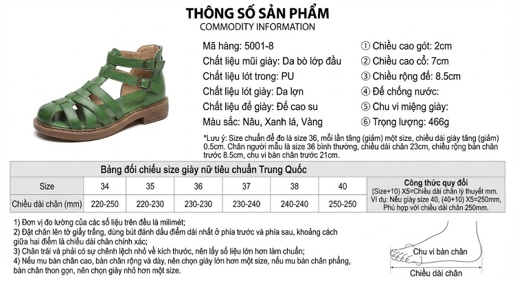 Dép Sandal Nữ Quai Dệt Thủ Công Đế Bệt Thoáng Khí Khóa Dán Phong Cách La Mã Đế Cao 3cm - 4cm Màu Vàng, Xanh Lá, Nâu chi tiết 2