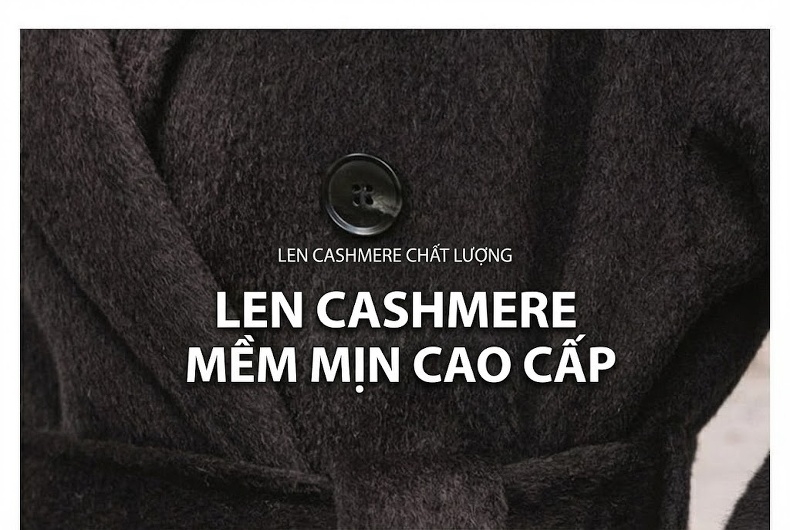 Áo Khoác Dạ Nữ Dáng Dài Hai Mặt Thanh Lịch Màu Trắng Kem, Xám, Đen, Nâu chi tiết 3