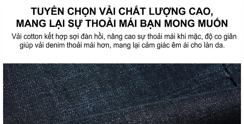 Quần Jean Nam Ống Đứng Co Giãn Thoải Mái Màu Xanh Đen chi tiết 7