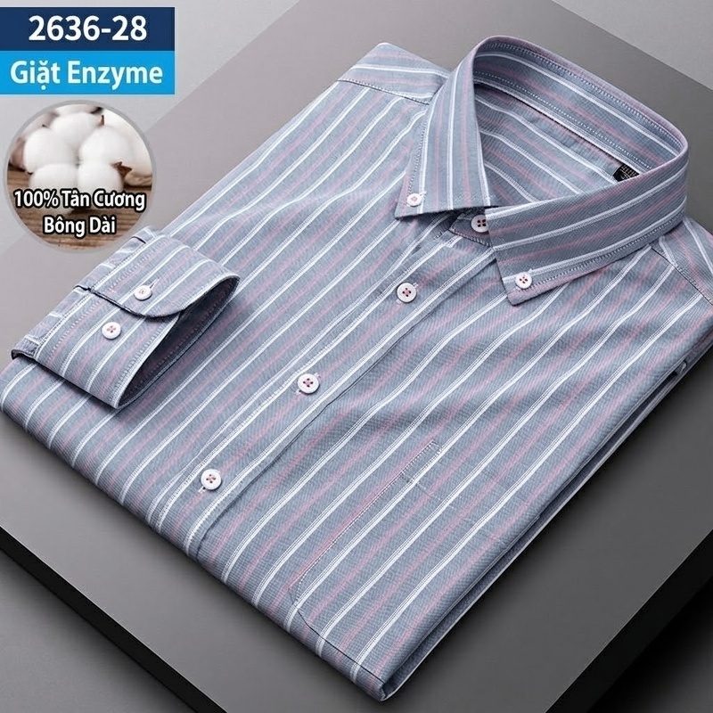Áo Sơ Mi Nam Tay Dài Cotton Oxford Giặt Nước Kẻ Caro Mặc Đơn Giản Lót Trong Công Sở Màu Trắng, Xanh Dương, Xám, Hồng...