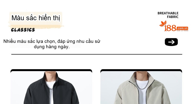 Áo Khoác Bomber Nam Cổ Trụ Phong Cách Công Sở Màu Đen, Kem, Xanh Rêu chi tiết 13