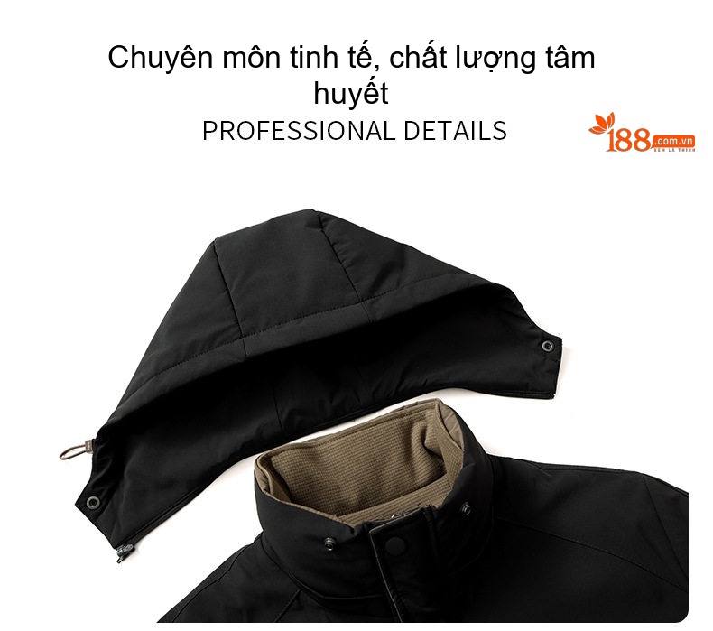 Áo Khoác Phao Nam Có Mũ Trùm Đầu Lót Lông Vịt Trắng 90 Giữ Ấm Thu Đông chi tiết 9