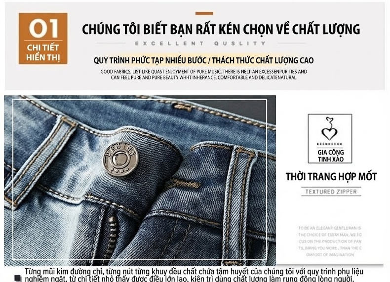 Quần Jean Dáng Suông Nam Cotton Cao Cấp Màu Đen, Xám... chi tiết 29