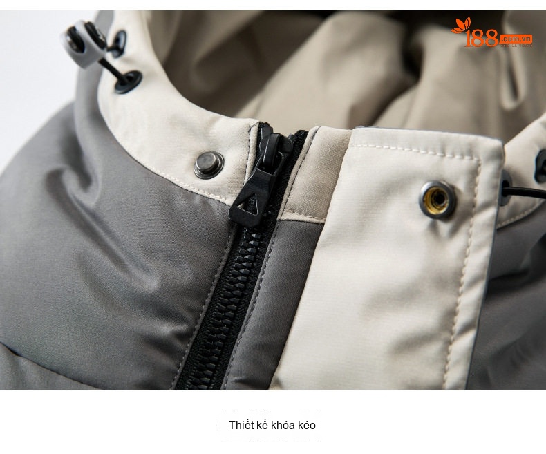 Áo Khoác Cotton Nam Dáng Rộng Có Mũ Trùm Đầu Dày Dặn Phong Cách Đường Phố Màu Đen, Xám, Kem... chi tiết 20