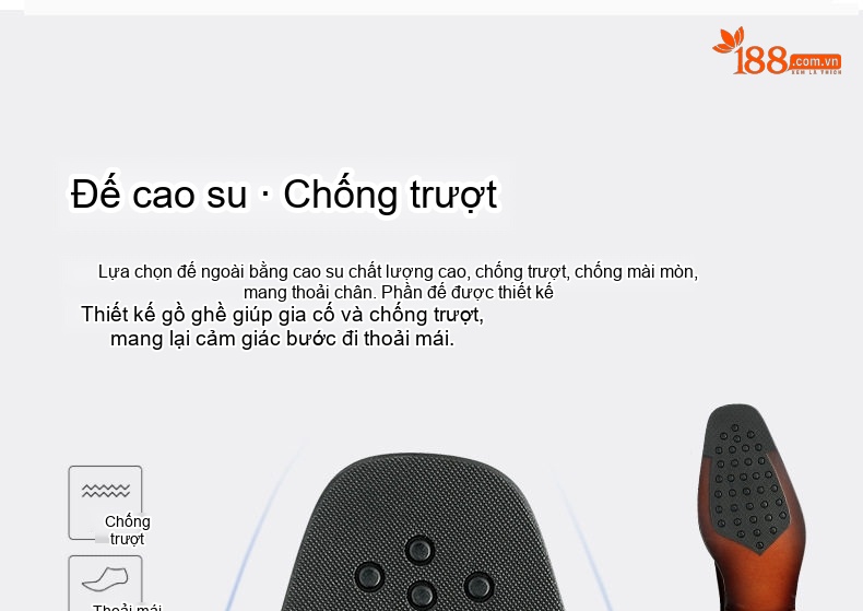 Giày Tây Buộc Dây Nam Da Thật Mũi Vuông Chiều Cao Đế Khoảng 3cm Màu Nâu, Đen chi tiết 7