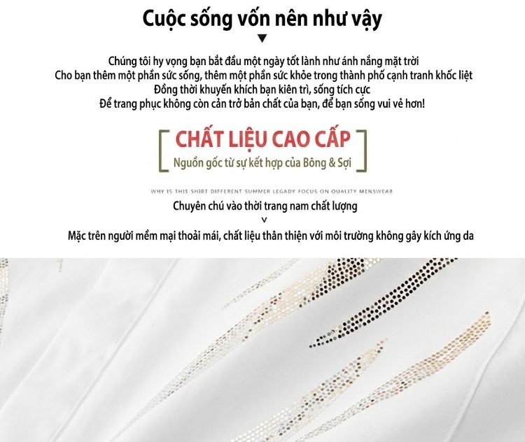 Áo Sơ Mi Nam Tay Dài Cổ Bẻ Họa Tiết Lá Lấp Lánh Màu Trắng chi tiết 4