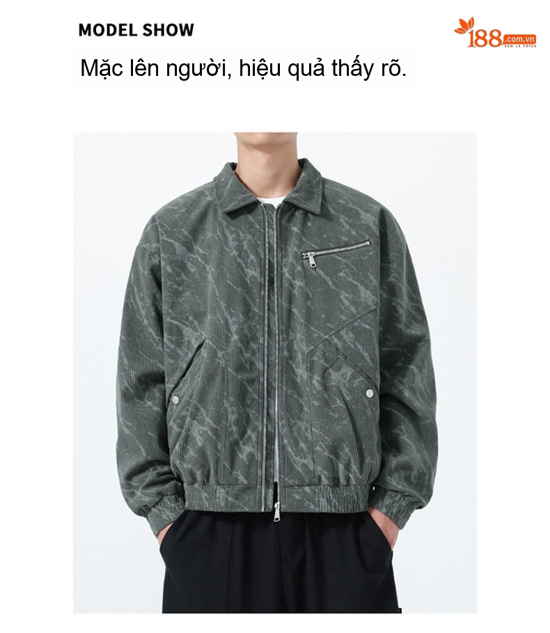 Áo Khoác Nam Cổ Bẻ Dáng Ngắn Phong Cách Retro Vải Đũi Màu Xám, Đen, Xanh Rêu, Nâu chi tiết 15