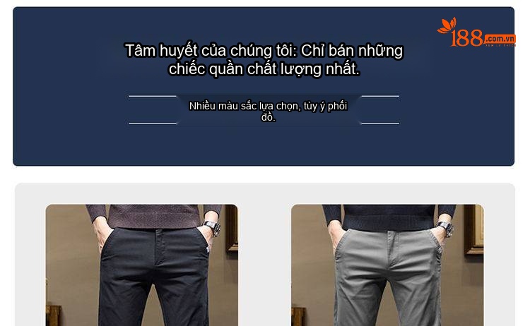 Quần Dài Nam Cotton Co Giãn Dáng Ôm Vừa Vặn Màu Đen, Xám chi tiết 4