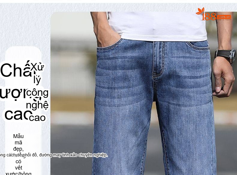 Quần Jean Nam Ống Đứng Dáng Rộng Co Giãn Thoải Mái Màu Xanh Đậm, Xanh Nhạt chi tiết 2