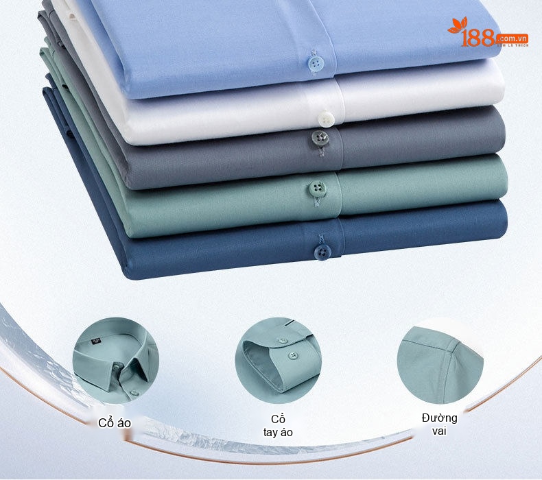 Áo Sơ Mi Dài Tay Nam Ôm Dáng Lụa Tằm Xuân Công Sở Màu Trắng, Xanh Dương, Xám, Đen... chi tiết 7