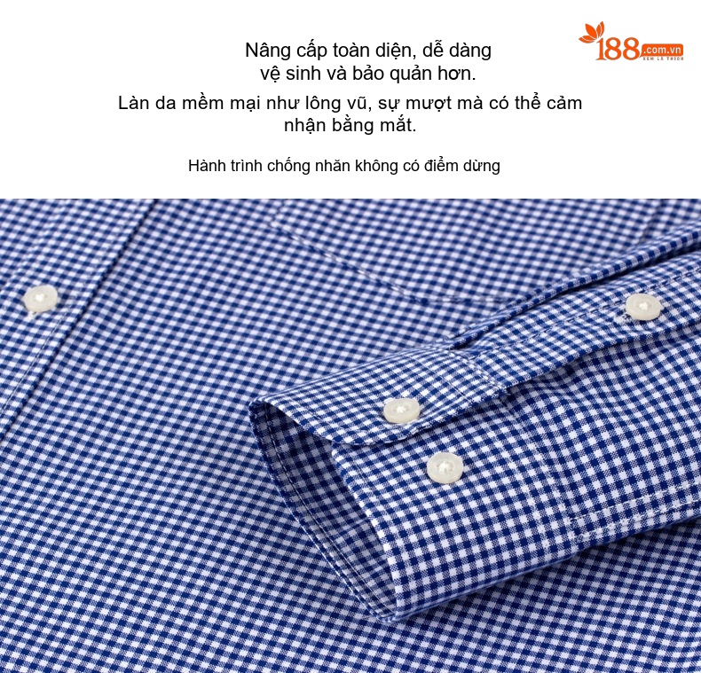 Áo Sơ Mi Nam Cotton Dáng Rộng Trung Niên Phong Cách Casual Chống Nhăn Màu Xanh, Đỏ, Xám, Nâu chi tiết 3