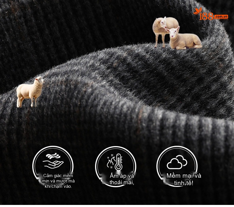 Áo Vest Nam Lông Cừu Hai Mặt Kẻ Ôm Dáng Thu Đông Dày Dặn Màu Xám chi tiết 4