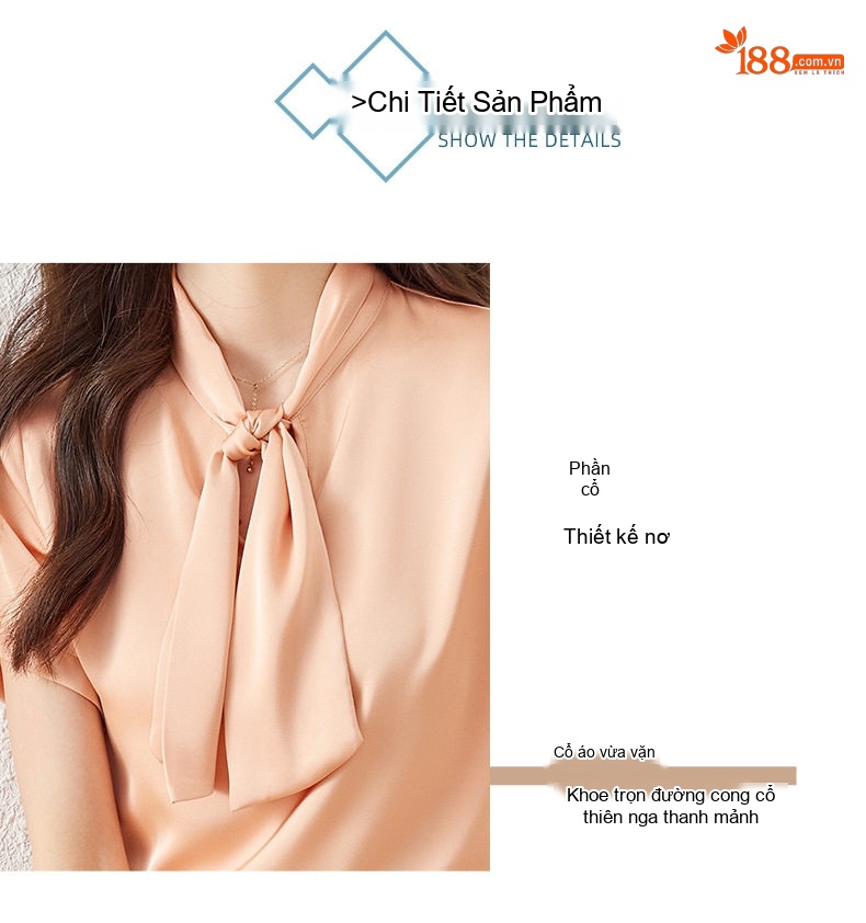 Áo Sơ Mi Voan Tay Ngắn Nữ Thắt Nơ Phong Cách Công Sở Màu Trắng, Cam chi tiết 10