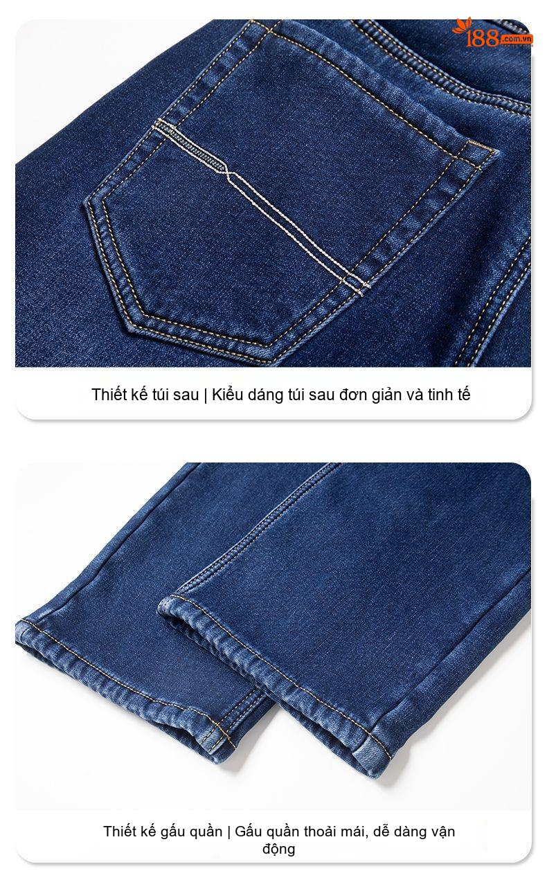 Quần Jean Nam Ống Đứng Dáng Rộng Co Giãn Thoải Mái Màu Xanh Đậm, Xanh Nhạt chi tiết 55