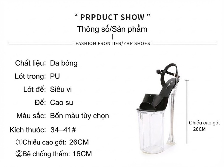 Giày Sandal Cao Gót Nữ Quai Ngang Da Bóng Gót Cao 10cm - 12cm Màu Đen, Đỏ, Trắng, Bạc... chi tiết 2
