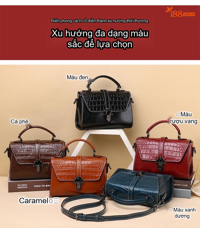 Túi Đeo Vai Nữ Da Thật Thiết Kế Nắp Gập Đeo Chéo Phong Cách Hàn Quốc Màu Đỏ, Đen, Nâu chi tiết 8
