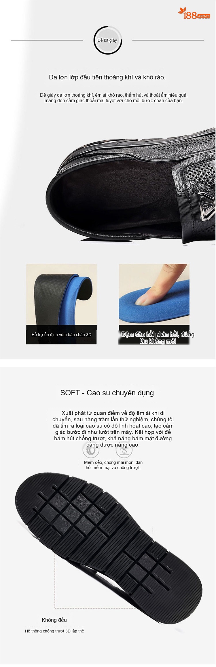 Giày Lười Nam Da Thật Thoáng Khí Chiều Cao Đế Khoảng 3cm Màu Đen, Nâu chi tiết 11