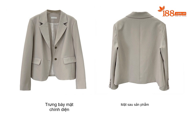 Áo Khoác Blazer Nữ Phong Cách Hàn Quốc Công Sở Thanh Lịch Dáng Rộng Màu Be chi tiết 5