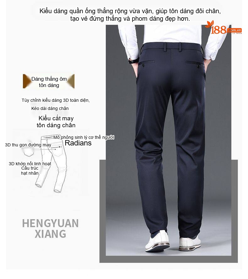 Quần Tây Nam Dáng Suông Mềm Mại Thoải Mái Co Giãn Giữ Ấm Chống Lạnh Phong Cách Doanh Nhân Màu Đen chi tiết 5