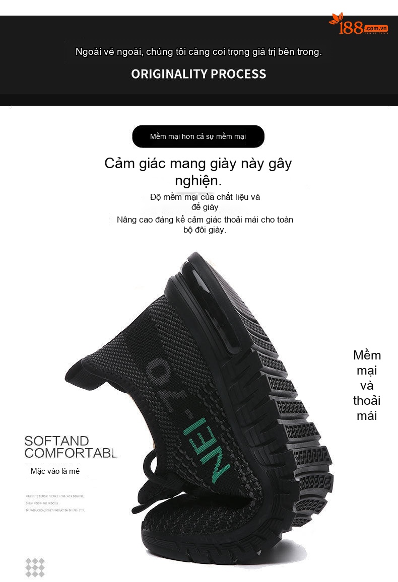 Giày Thể Thao Nam Vải Lưới Thoáng Khí Chiều Cao Đế Khoảng 4cm Màu Đen chi tiết 6