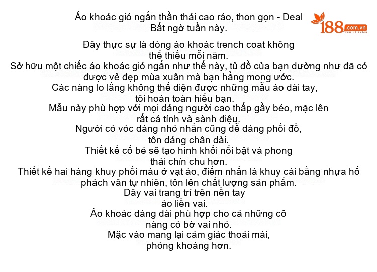 Áo Khoác Gió Nữ Dáng Dài Hàn Quốc Dây Đai Thắt Eo Màu Nâu Khaki chi tiết 1