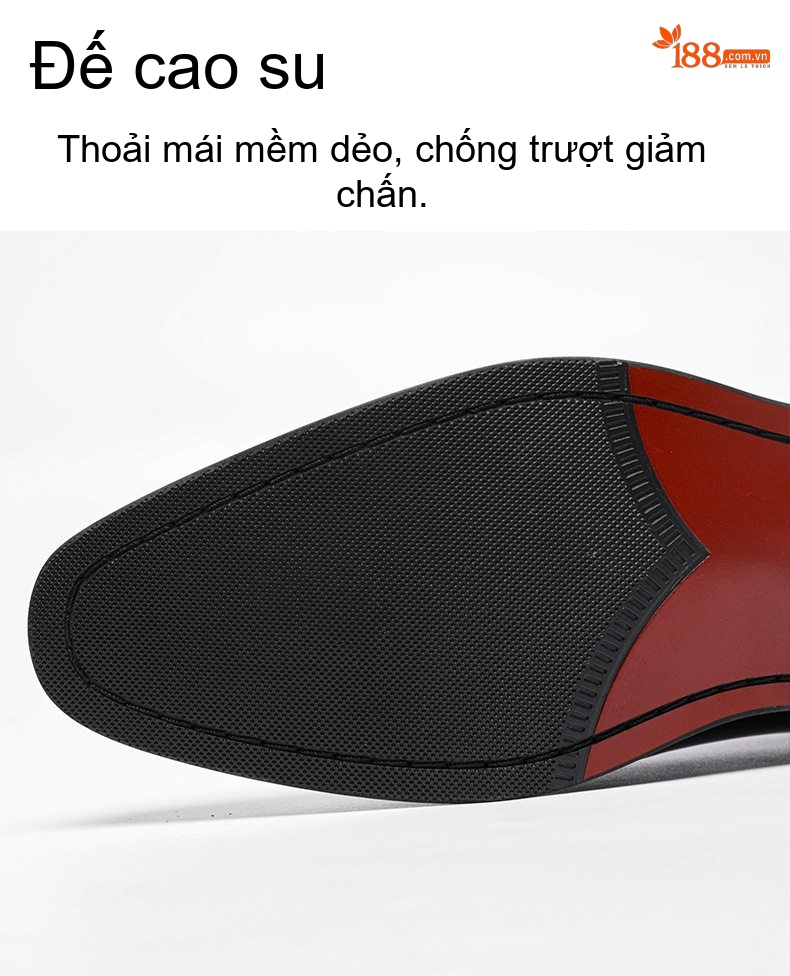 Giày Tây Buộc Dây Nam Da Thật Phong Cách Anh Quốc Chiều Cao Đế Khoảng 3cm Màu Đen chi tiết 9