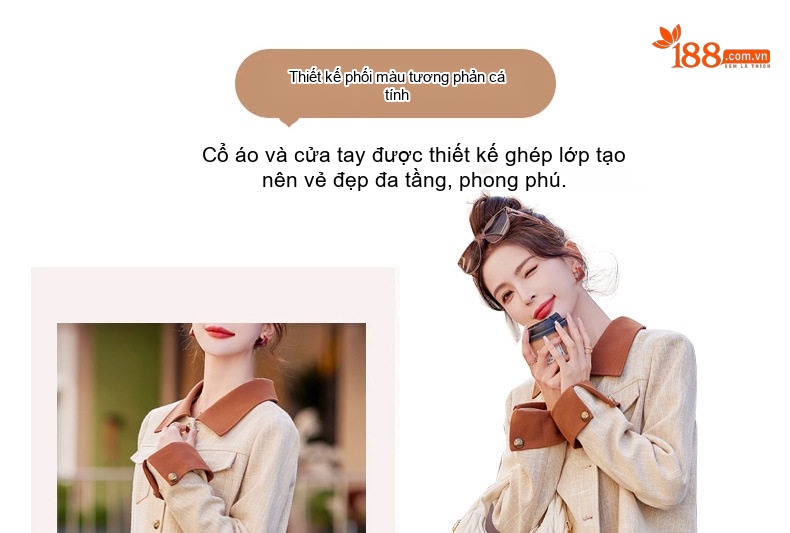 Set Áo Khoác Lửng Tay Dài Chân Váy Dài Dáng Ôm Thời Trang Hàn Quốc Màu Be chi tiết 3