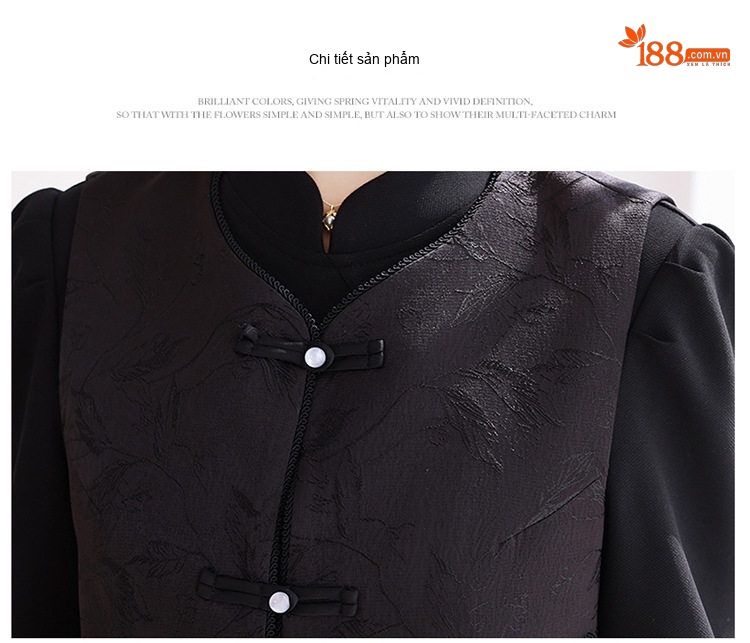 Set Áo Khoác và Chân Váy Dáng Ôm Họa Tiết Thêu Thanh Lịch Màu Đen chi tiết 18