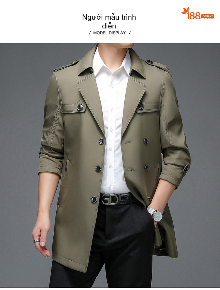 Áo Khoác Mangto Nam Dáng Ôm Vừa Vặn Phong Cách Hàn Quốc Màu Đen, Xanh Navy, Xanh Olive chi tiết 10