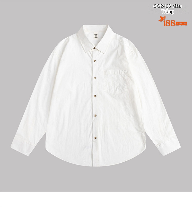 Áo Sơ Mi Dài Tay Nam Cotton Pha Polyester Mỏng Phong Cách Casual Màu Trắng, Đen, Xám, Xanh Quân Đội... chi tiết 10