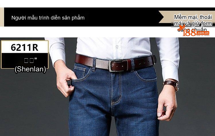 Quần Jean Nam Ống Đứng Lót Lông Dày Dặn Màu Xanh Dương chi tiết 16