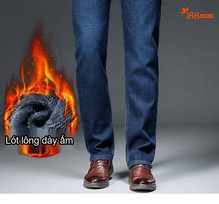 Quần Jean Nam Ống Đứng Lót Lông Dày Dặn Màu Xanh Dương chi tiết 17