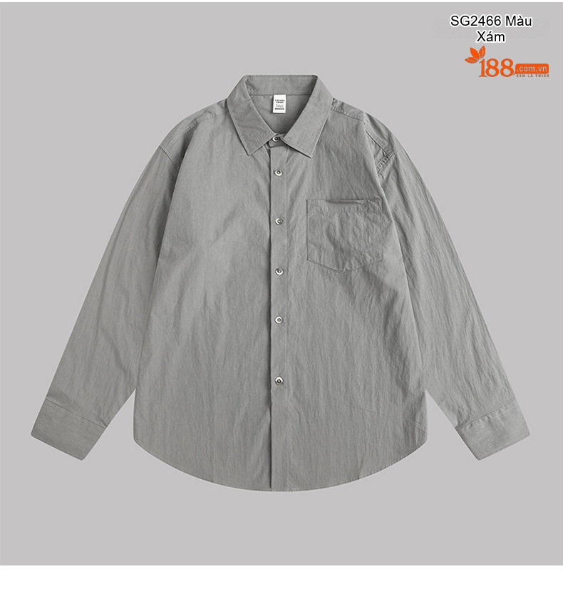 Áo Sơ Mi Dài Tay Nam Cotton Pha Polyester Mỏng Phong Cách Casual Màu Trắng, Đen, Xám, Xanh Quân Đội... chi tiết 13