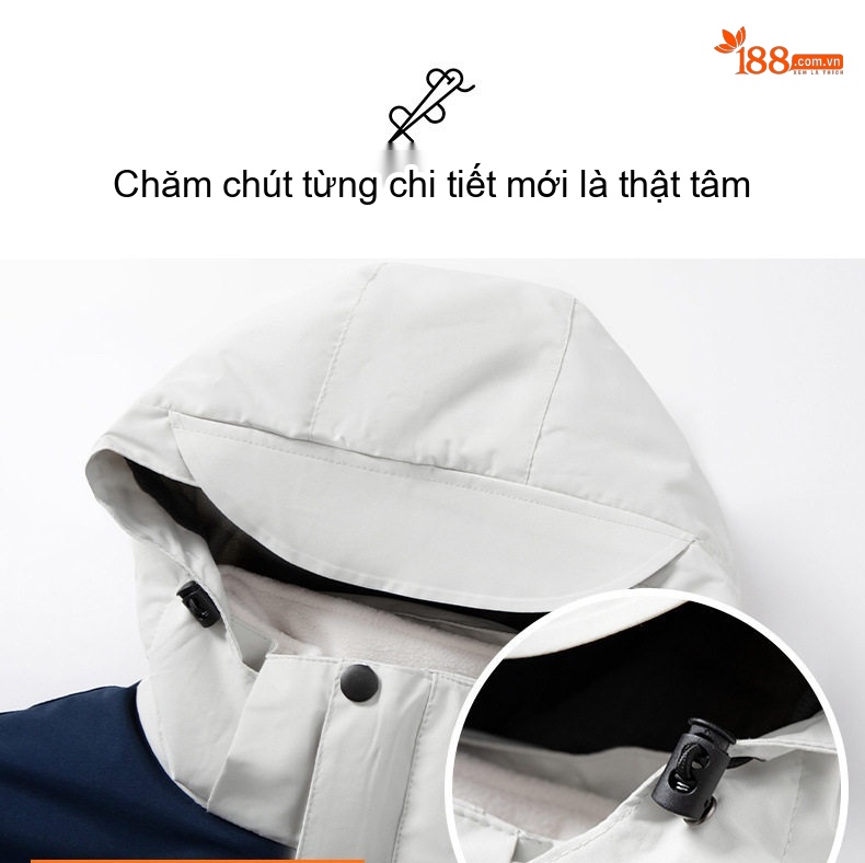 Áo Khoác Gió Nam Nữ Mùa Đông Áo Khoác Cặp Đôi Chống Gió Chống Thấm Nước 3 Trong 1 Có Thể Tháo Rời Lót Lông Cừu Đi Phượt Màu Trắng, Tím, Đen, Đỏ... chi tiết 8