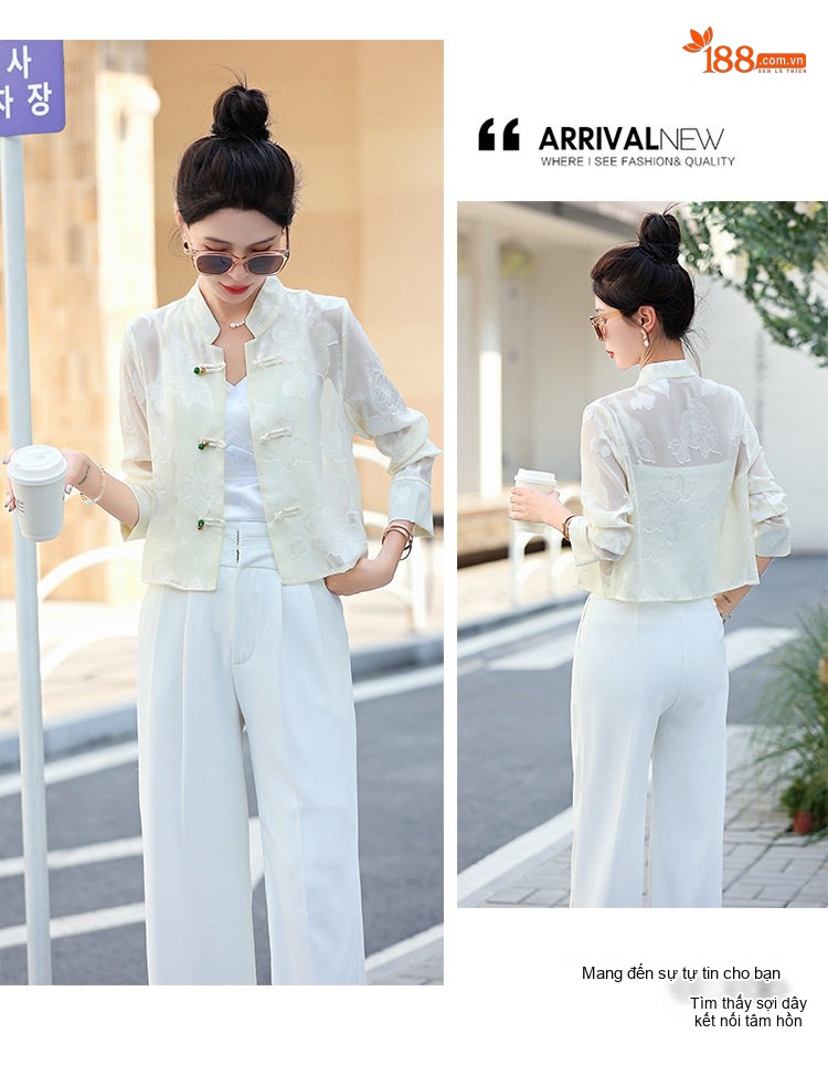 Áo Khoác Cardigan Nữ Kiểu Trung Quốc Tân Thời Thượng, Mỏng, Tay Lỡ Màu Xám, Đen, Xanh Lá, Trắng... chi tiết 10