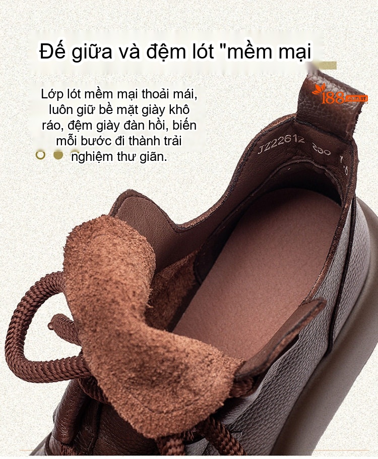 Giày Boot Nữ Da Bò Cổ Ngắn Phong Cách Anh Quốc Chiều Cao Đế Khoảng 5cm Màu Đen, Nâu chi tiết 6