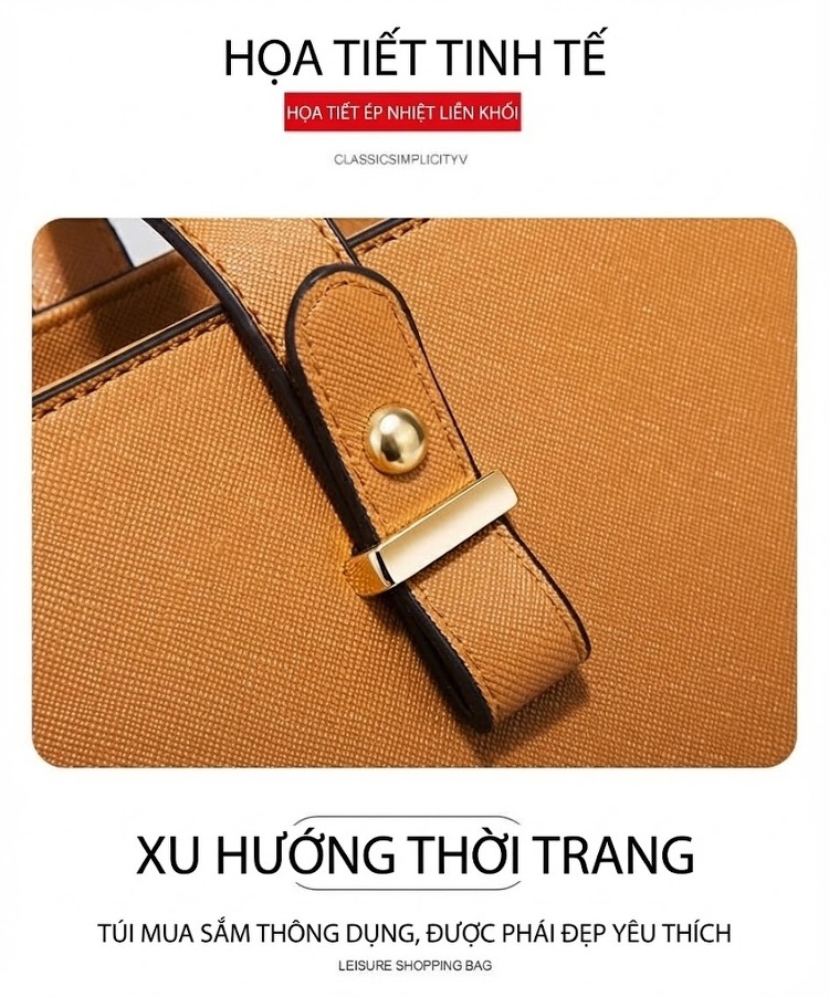 Set Túi Xách Nữ Công Sở Da Bóng 4 Món Lớn Đeo Vai, Túi Đeo Chéo, Ví Cầm Tay Màu Đen, Nâu, Xanh Dương, Xám... chi tiết 10