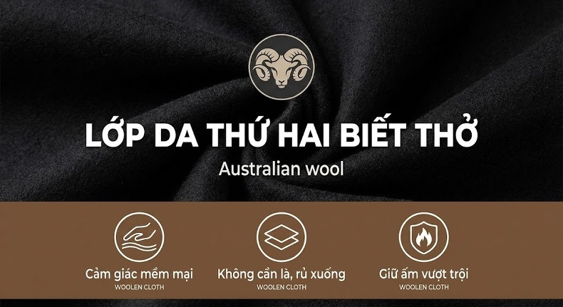 Áo Khoác Dạ Nam Hai Mặt Lót Lông Vũ Có Thể Tháo Rời Màu Nâu, Đen chi tiết 4