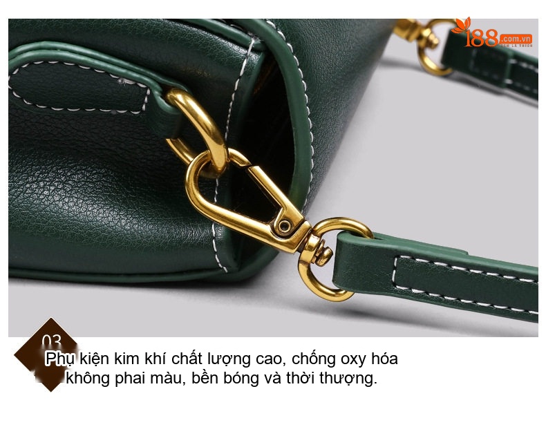 Túi Đeo Vai Nữ Da Thật Thiết Kế Mini Dáng Hộp Phong Cách Thu Đông Màu Xanh Lá chi tiết 24