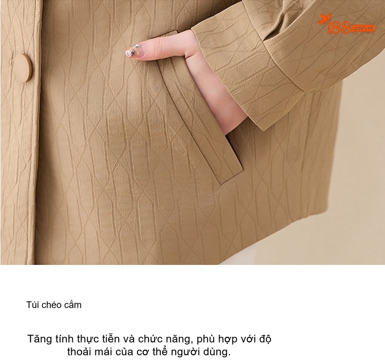 Áo Khoác Nữ Cổ Bẻ Kiểu Hàn Quốc Dáng Ngắn Rộng Tay Dài Màu Be chi tiết 36
