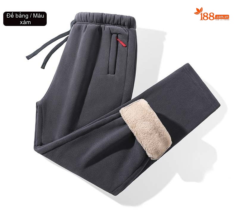 Quần Dài Nam Lông Cừu Non Dày Dặn Giữ Ấm Dáng Rộng Màu Đen, Xanh Navy, Xám, Xanh Olive... chi tiết 17