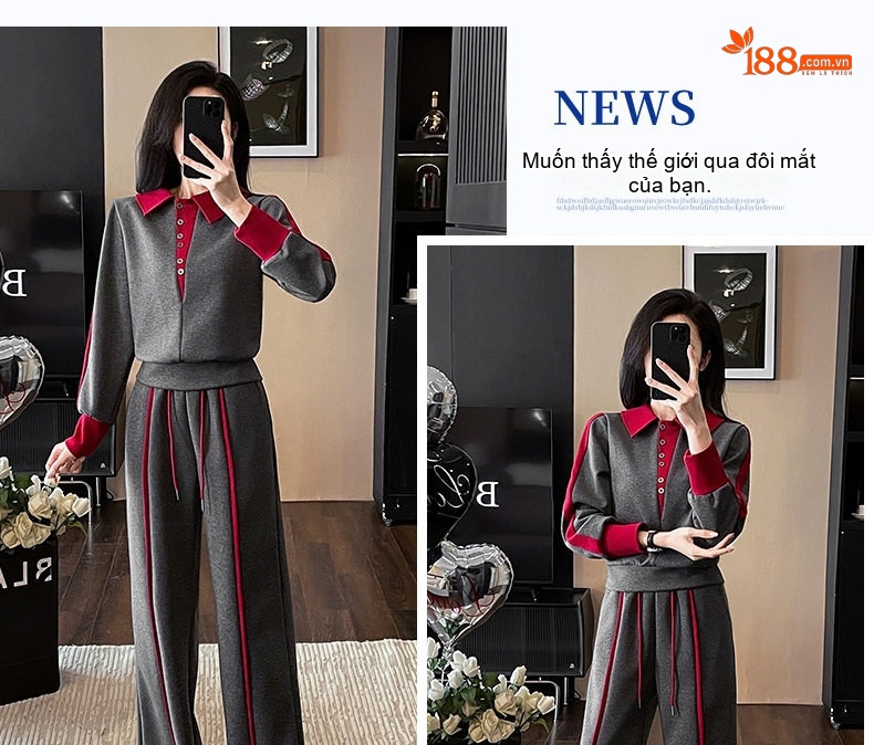 Bộ đồ thể thao nữ dáng rộng phong cách Hàn Quốc chi tiết 9