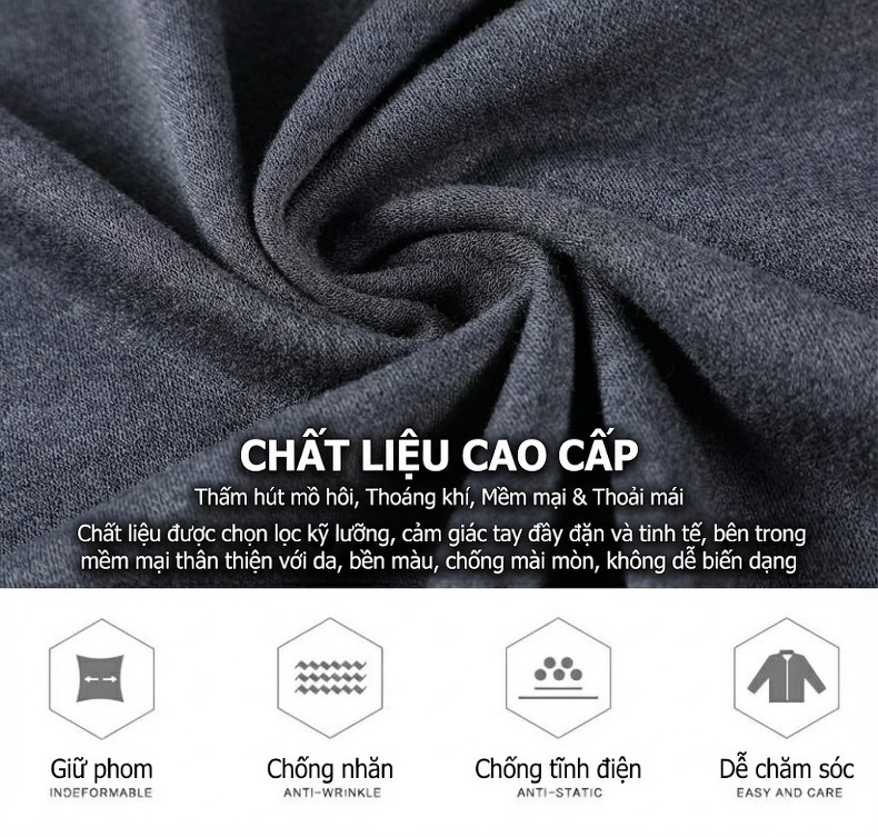 Áo Thun Polo Nam Tay Dài Cashmere Cổ Bẻ Phong Cách Doanh Nhân Màu Đen, Xám, Xanh Navy chi tiết 2